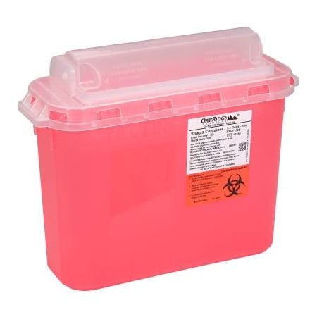 Oakridge Products-113906 Oakridge Products 5.4 Quart Sharps Container w/ Counter Balance Lid, Red 0354-150B